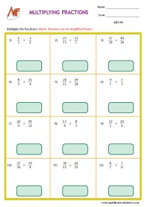 Multiplying and Dividing fractions