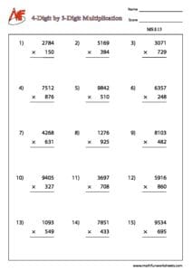 Number Multiplication – Vertical