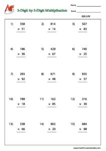 Number Multiplication – Vertical