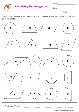 Parallelogram Worksheets