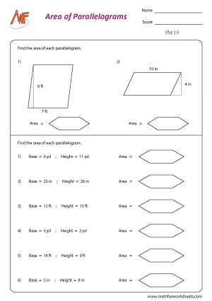 Parallelogram Worksheets