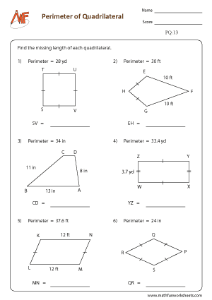 Perimeter of Quadrilaterals