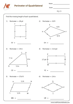 Perimeter of Quadrilaterals