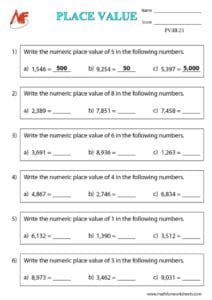 4 Digit Place Value Worksheets