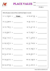 4 Digit Place Value Worksheets