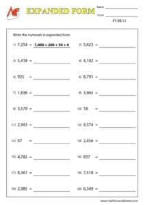4 Digit Place Value Worksheets