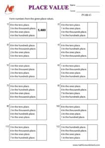 4 Digit Place Value Worksheets