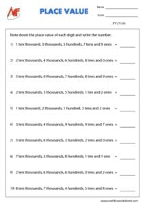 5-Digit Place Value Worksheets