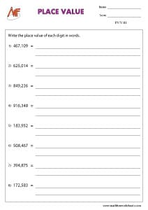 6-Digit Place Value Worksheets