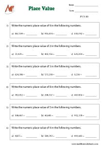 6-Digit Place Value Worksheets