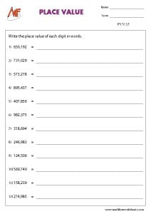 6-Digit Place Value Worksheets