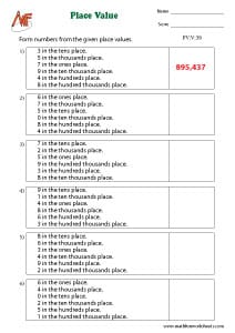 6-Digit Place Value Worksheets