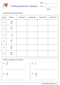 Quadrants Worksheets