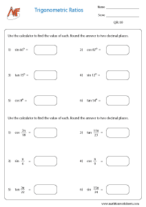Trigonometric Ratio Worksheets