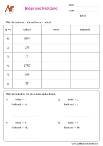 Radicals Worksheets