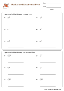 Radicals Worksheets