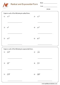 Radicals Worksheets
