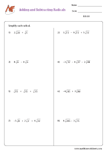 Radicals Worksheets