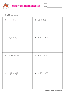 Radicals Worksheets