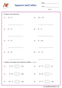 Squares and Cubes of Numbers