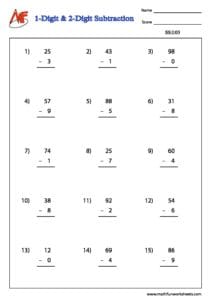 Number Subtraction – Vertical