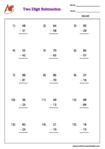 Number Subtraction – Vertical