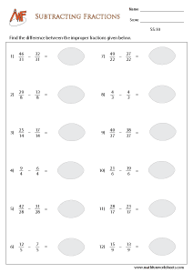 Fraction Subtraction Worksheets