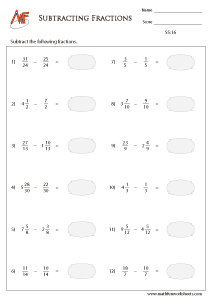 Fraction Subtraction Worksheets
