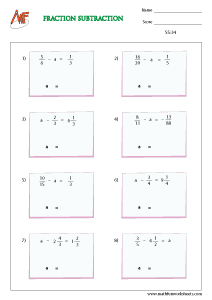 Fraction Subtraction Worksheets