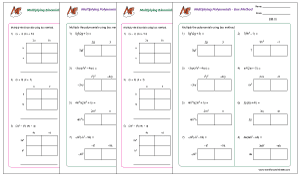 POLYNOMIALS - BOX METHOD