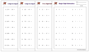 Number Subtraction Horizontal