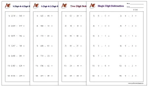 Number Subtraction Horizontal