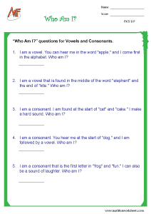 Consonants Worksheets
