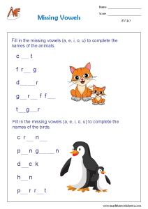 Vowels Worksheets