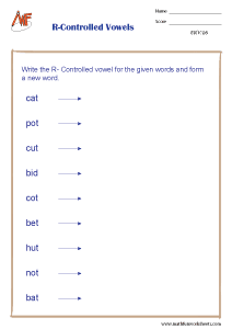 R Controlled Vowel Worksheets