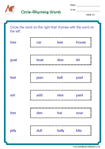 Rhyming Words Worksheets