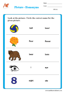 Homonyms Worksheets