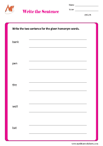 Homonyms Worksheets