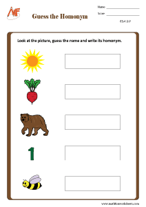 Homonyms Worksheets