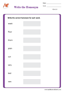 Homonyms Worksheets