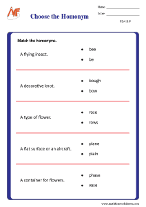 Homonyms Worksheets