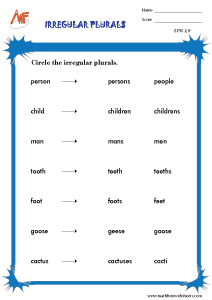 Plurals Worksheets