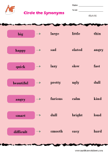 Synonyms and Antonyms Worksheets