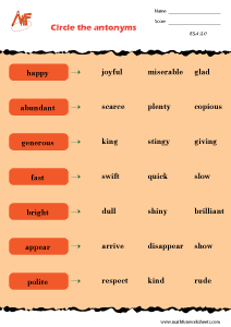 Synonyms and Antonyms Worksheets