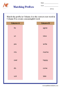 Prefixes and Suffixes Worksheets