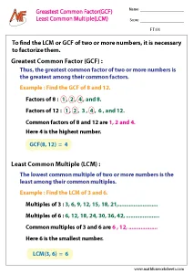 Greatest Common Factor Worksheets