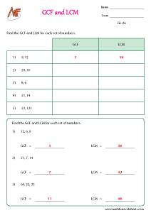 Least Common Factor Worksheets