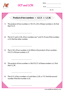 Least Common Factor Worksheets
