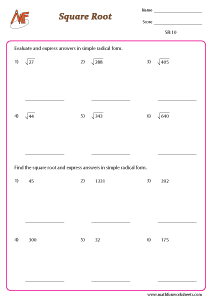 Square and Cube Root Worksheets