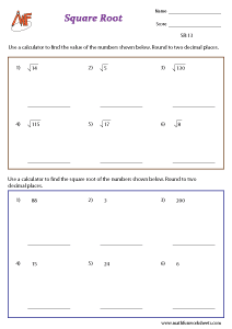 Square and Cube Root Worksheets